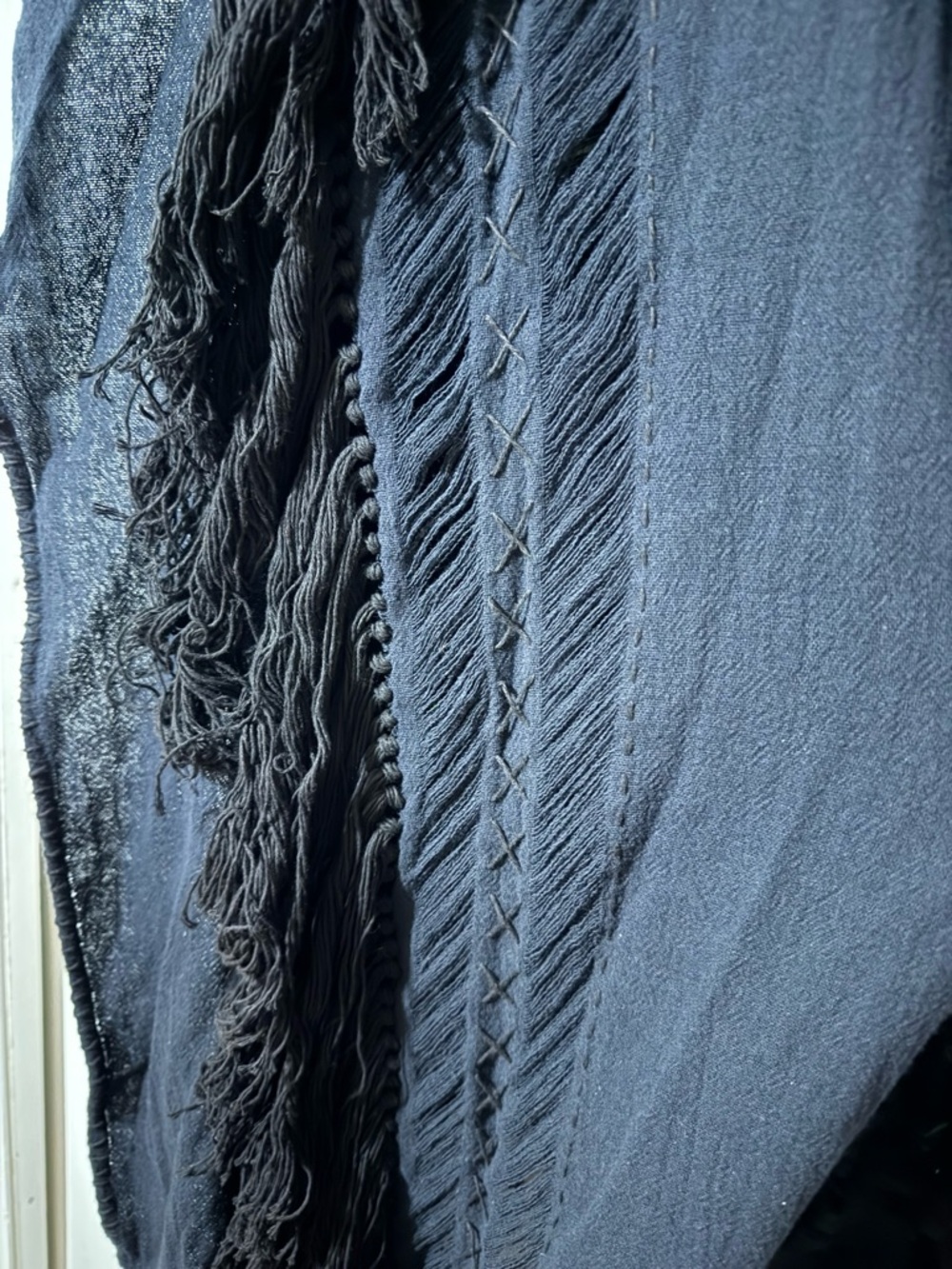 AYA Sacred Wear Black Boho Poncho Long Boho Cardigan Coverup Robe Handmade - Picture 6 of 16